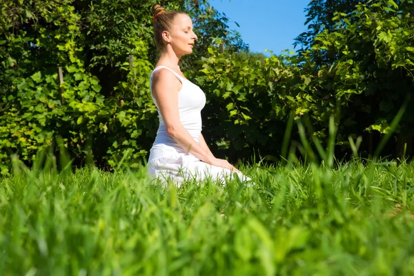 Yoga i parken — Stockfoto